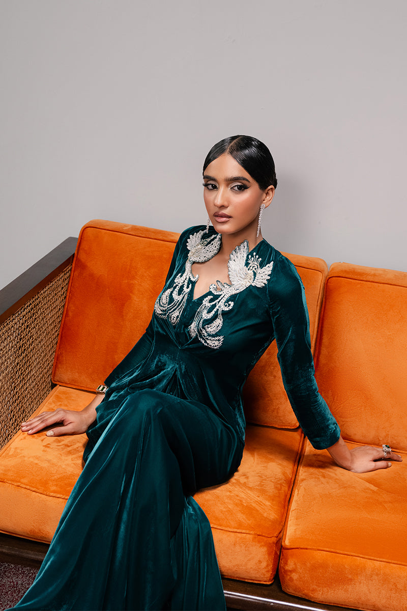 Haute Form | Rose Winter Plush | Emerald Escape - Ladies Clothes - Maria Faisal