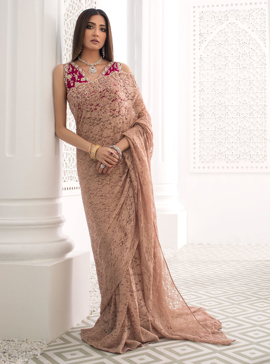 Zainab Chottani | Semi Formals | RAVISHING ROSE SAREE - Ladies Clothes - Maria Faisal