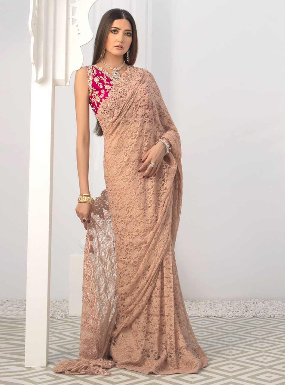 Zainab Chottani | Semi Formals | RAVISHING ROSE SAREE - Ladies Clothes - Maria Faisal
