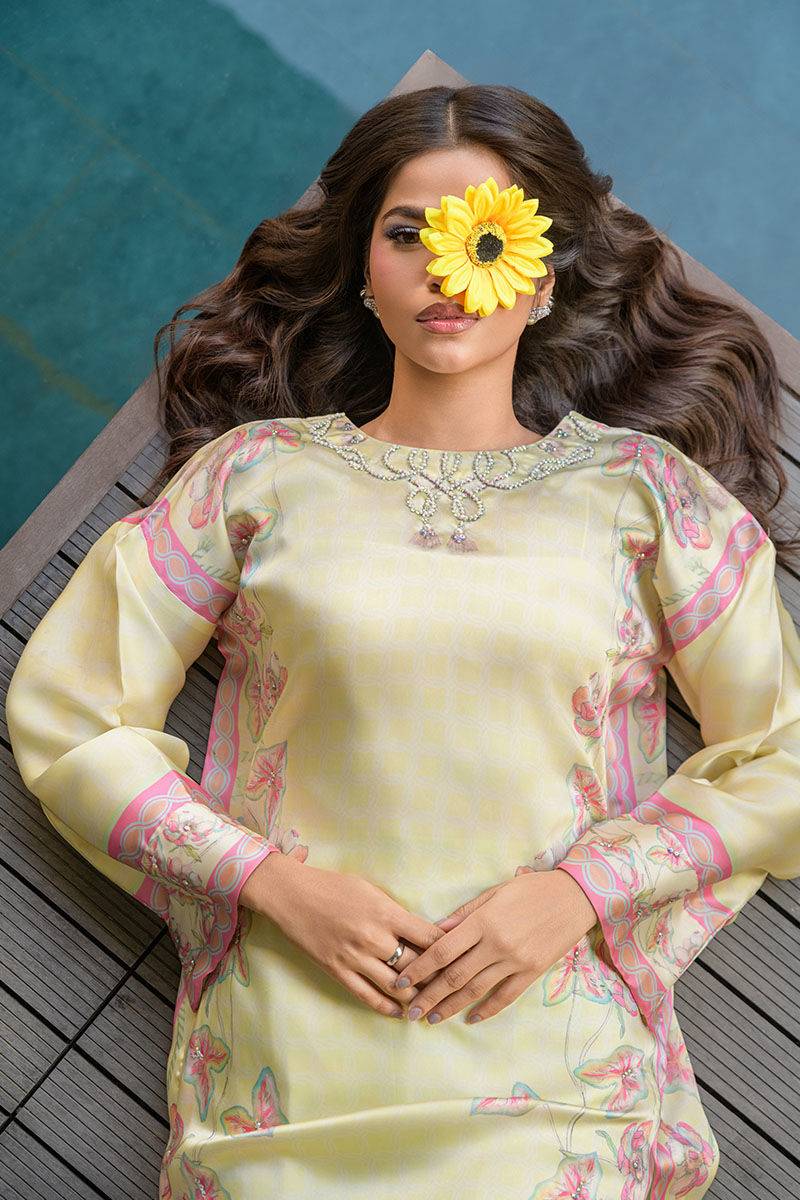 Fatima Khan | Eid Digital Silk Prints | Blossoms by Maria Faisal - Registered Vendor of : Fatima Khan - type : Ladies Clothes - 100% original wedding dresses