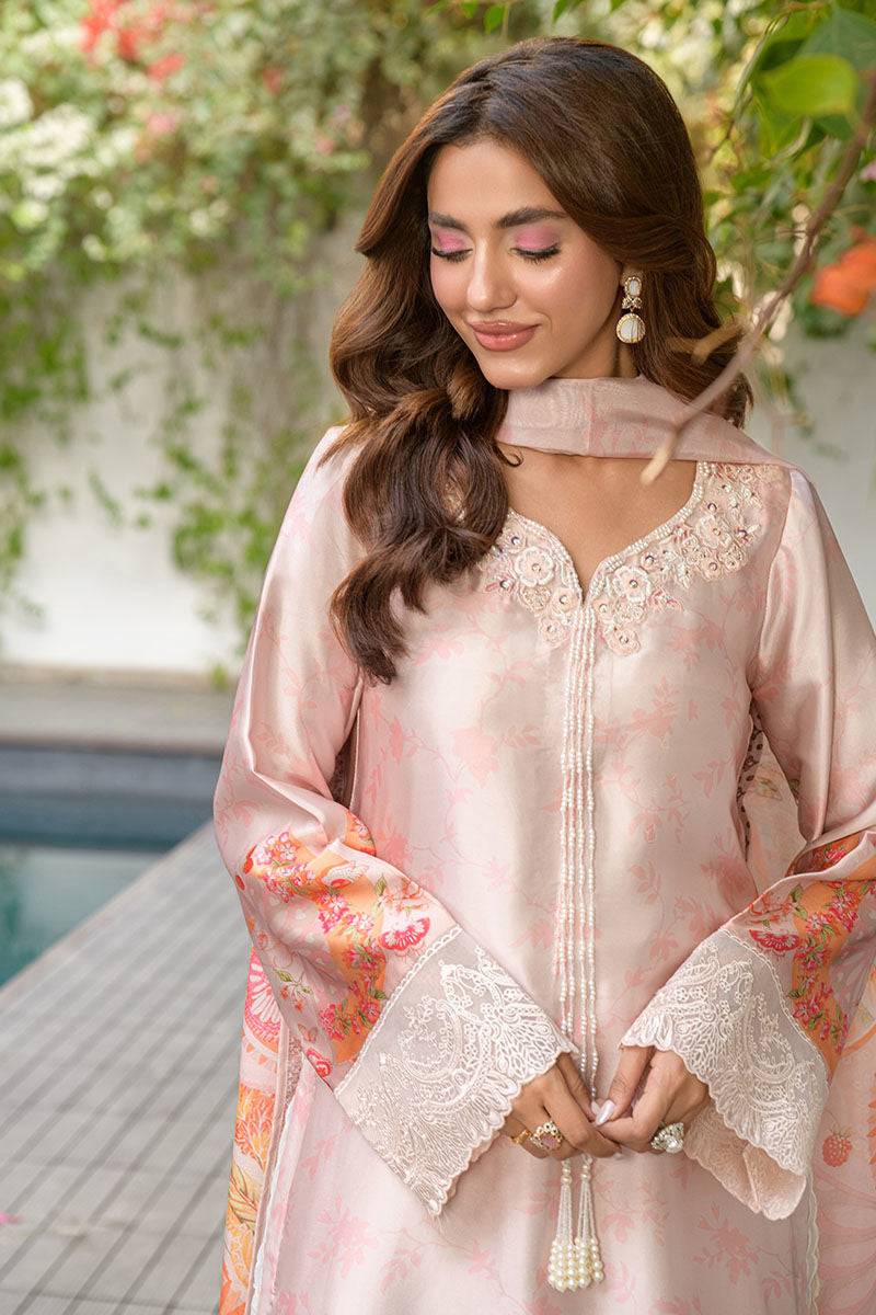 Fatima Khan | Eid Digital Silk Prints | Oriental Peach by Maria Faisal - Registered Vendor of : Fatima Khan - type : Ladies Clothes - 100% original wedding dresses