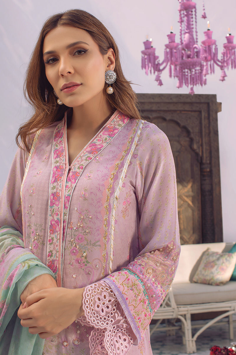 Ansab Jahangir | Digital Silk | Lilac Paisley - Ladies Clothes - Maria Faisal