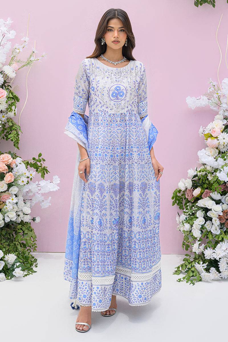 Fatima Khan | Eid Digital Silk Prints | Azure Blue by Maria Faisal - Registered Vendor of : Fatima Khan - type : Ladies Clothes - 100% original wedding dresses