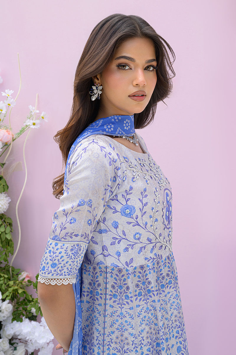Fatima Khan | Prints and Petals | Azure Blue - Ladies Clothes - Maria Faisal