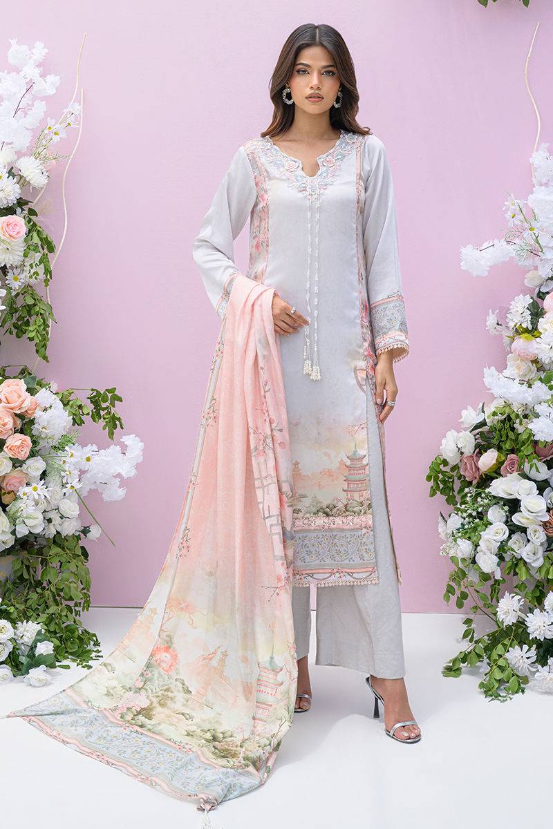Fatima Khan | Eid Digital Silk Prints | Oriental Haze by Maria Faisal - Registered Vendor of : Fatima Khan - type : Ladies Clothes - 100% original wedding dresses