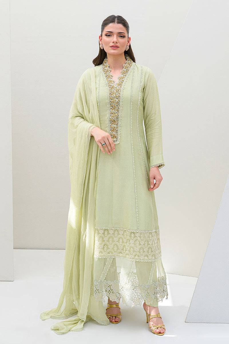 Fatima Khan | Serene Eid Luxe Pret | Honeydew Hue by Maria Faisal - Registered Vendor of : Fatima Khan - type : Ladies Clothes - 100% original wedding dresses