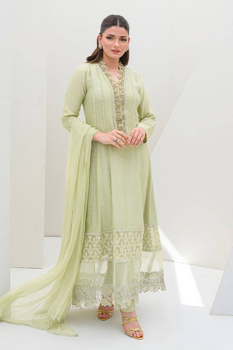 Fatima Khan | Serene Eid Luxe Pret | Honeydew Hue by Maria Faisal - Registered Vendor of : Fatima Khan - type : Ladies Clothes - 100% original wedding dresses