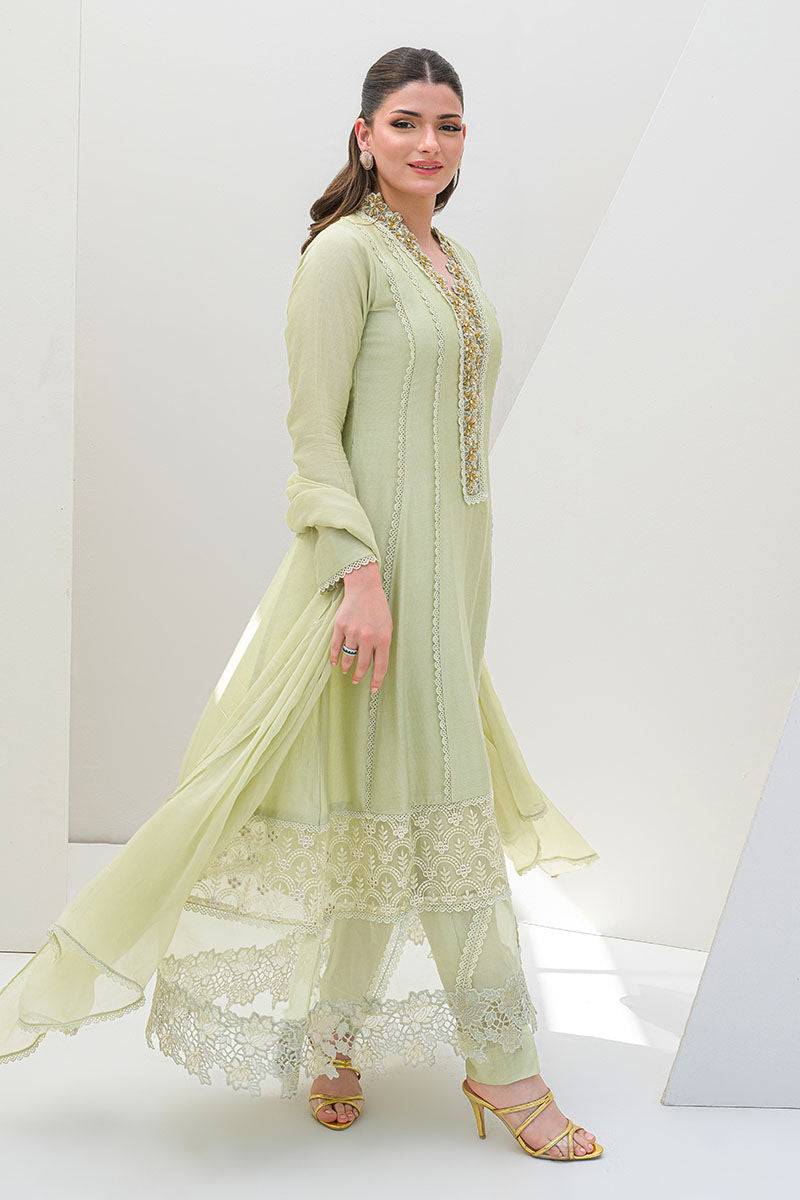 Fatima Khan | Serene Eid Luxe Pret | Honeydew Hue by Maria Faisal - Registered Vendor of : Fatima Khan - type : Ladies Clothes - 100% original wedding dresses