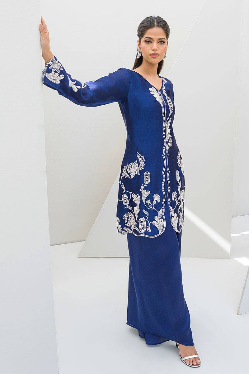 Fatima Khan | Serene Eid Luxe Pret | Blue Noir by Maria Faisal - Registered Vendor of : Fatima Khan - type : Ladies Clothes - 100% original wedding dresses