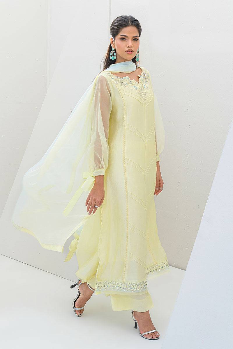 Fatima Khan | Serene Eid Luxe Pret | Lemon Love by Maria Faisal - Registered Vendor of : Fatima Khan - type : Ladies Clothes - 100% original wedding dresses