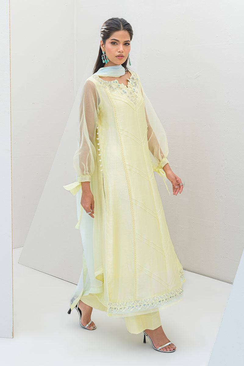 Fatima Khan | Serene Eid Luxe Pret | Lemon Love by Maria Faisal - Registered Vendor of : Fatima Khan - type : Ladies Clothes - 100% original wedding dresses