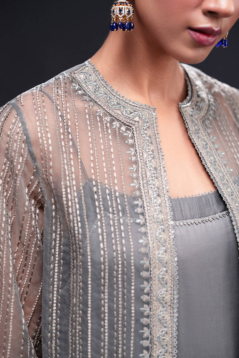 MNR | Chai Coffee Luxury Pret | Grey Eminance by Maria Faisal - Registered Vendor of : MNR - type : Ladies Clothes - 100% original wedding dresses