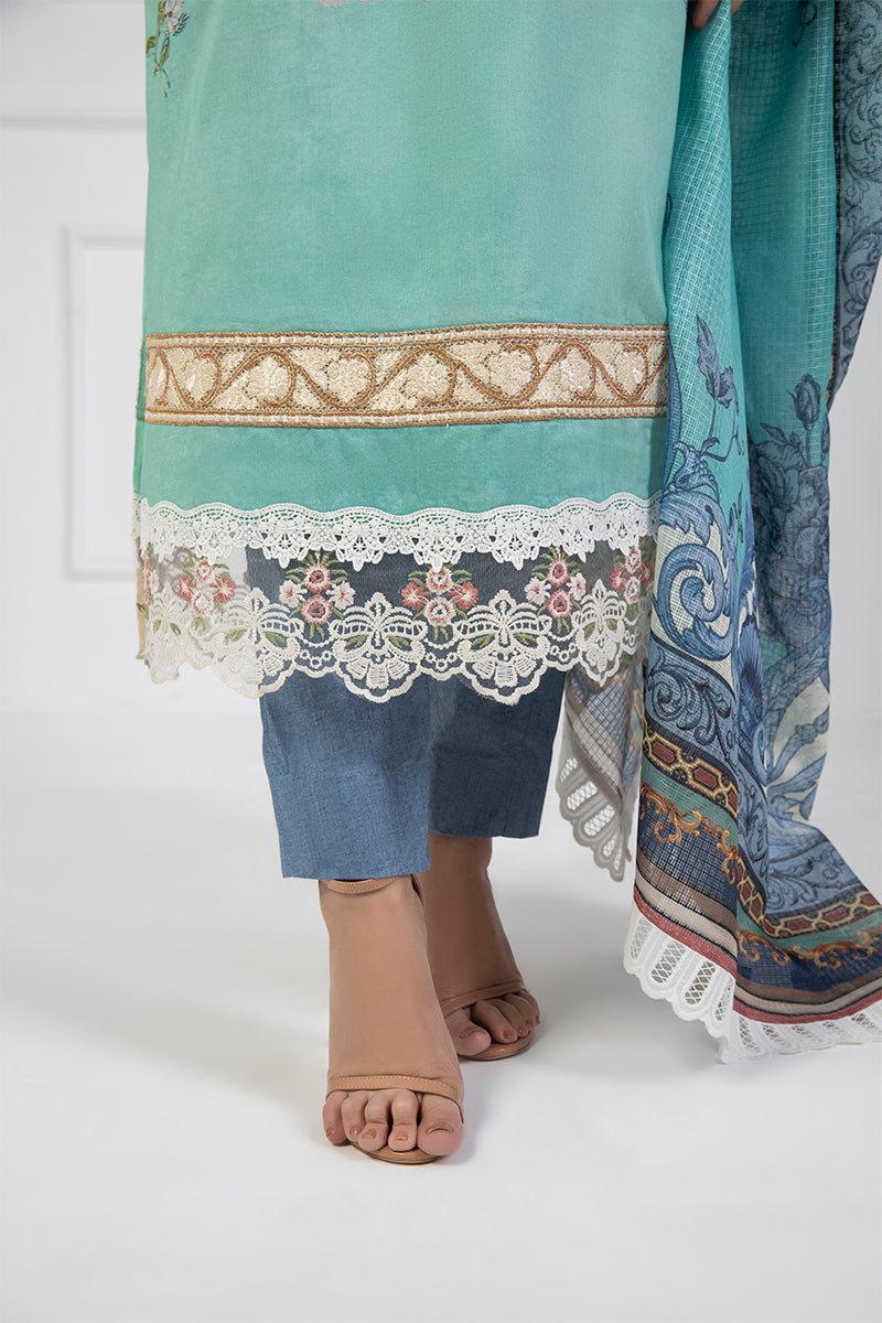 Shamaeel Ansari | Bagh e Bahar Lawn | Gulnaar Ferozi - Luxury Dress - available at Maria Faisal in UK and USA.