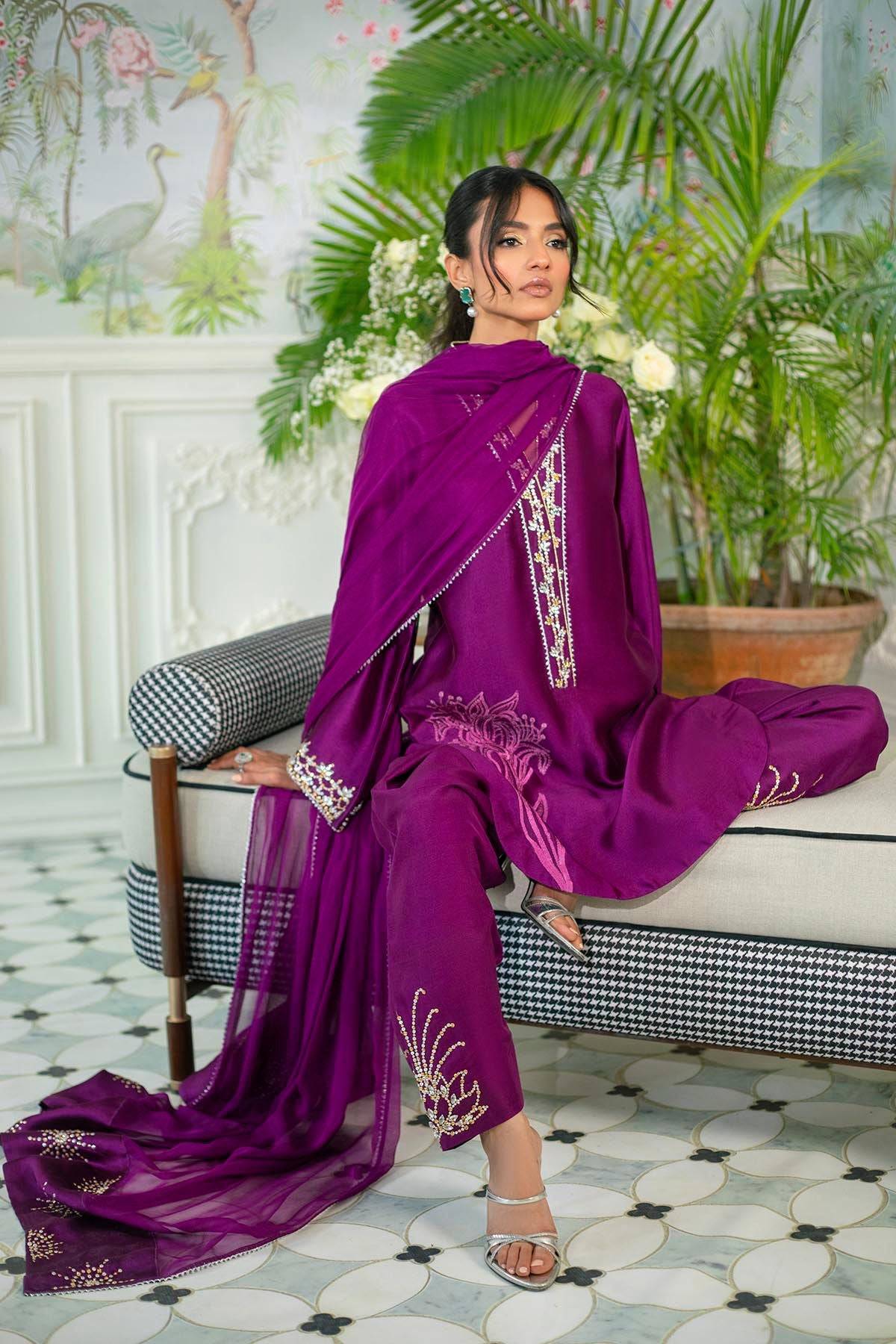 Annus Abrar | Sehr Eid Luxe | Melanie Plum by Maria Faisal - Registered Vendor of : Annus Abrar - type : Ladies Clothes - 100% original wedding dresses