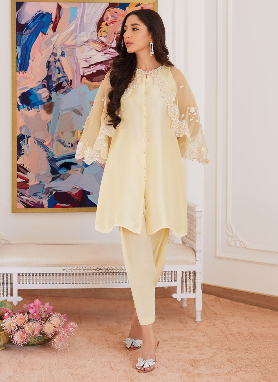 Farah Talib Aziz | Luna Eid Collection 24 | ESMERALDA PASTEL YELLOW - Ladies Clothes - Maria Faisal