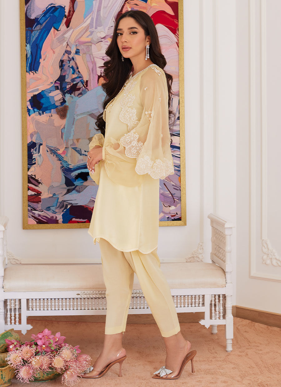 Farah Talib Aziz | Luna Eid Collection 24 | ESMERALDA PASTEL YELLOW - Ladies Clothes - Maria Faisal
