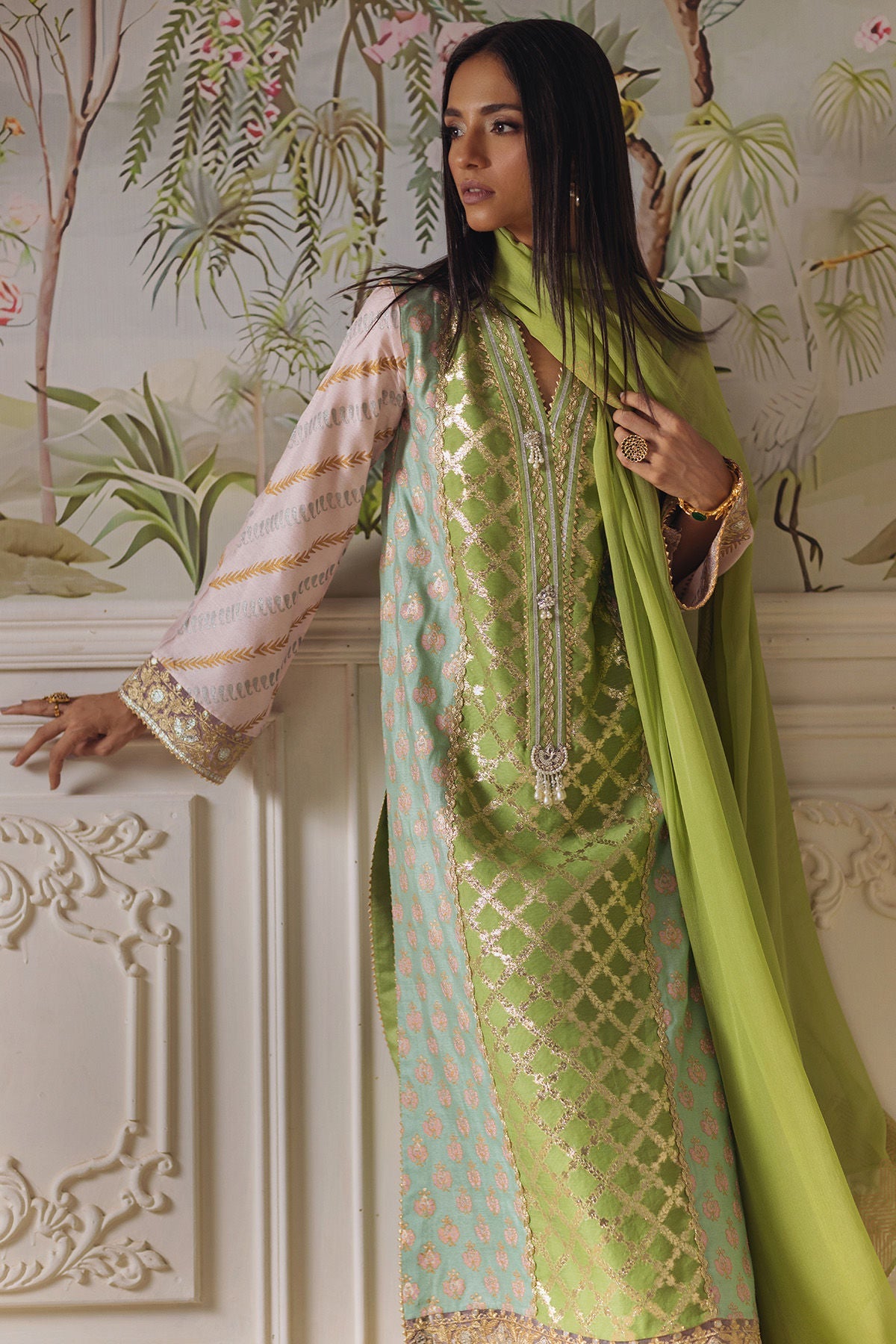 Annus Abrar | Elemental Festive | Nishba (Shirt, Pants and Dupatta) - Ladies Clothes - Maria Faisal