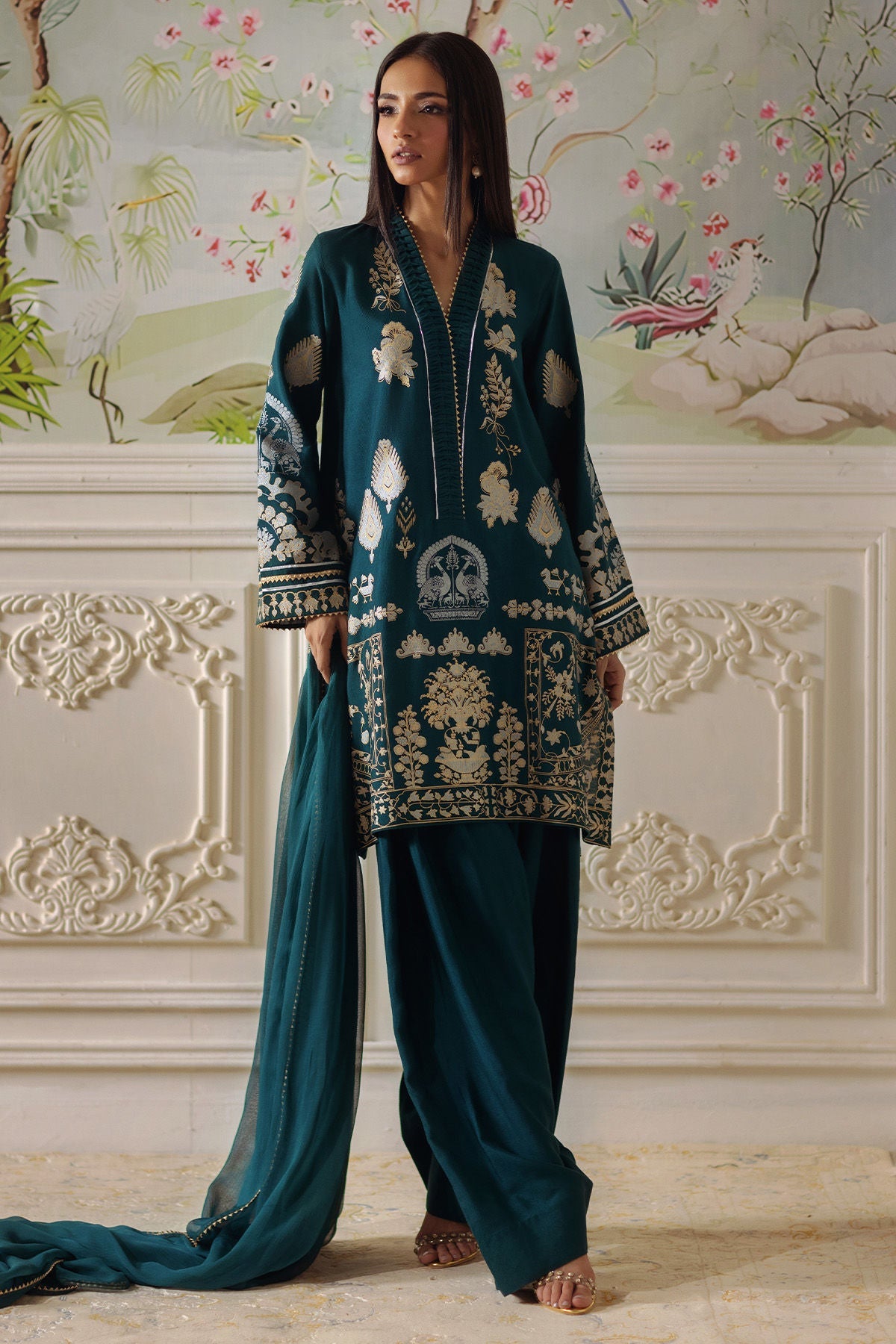 Annus Abrar | Elemental Festive | Qirat (Shirt, Pants and Dupatta) - Ladies Clothes - Maria Faisal