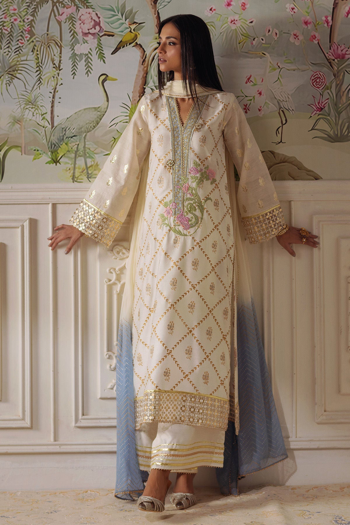 Annus Abrar | Elemental Festive | Fasila (Shirt, Pants and Dupatta) - Ladies Clothes - Maria Faisal