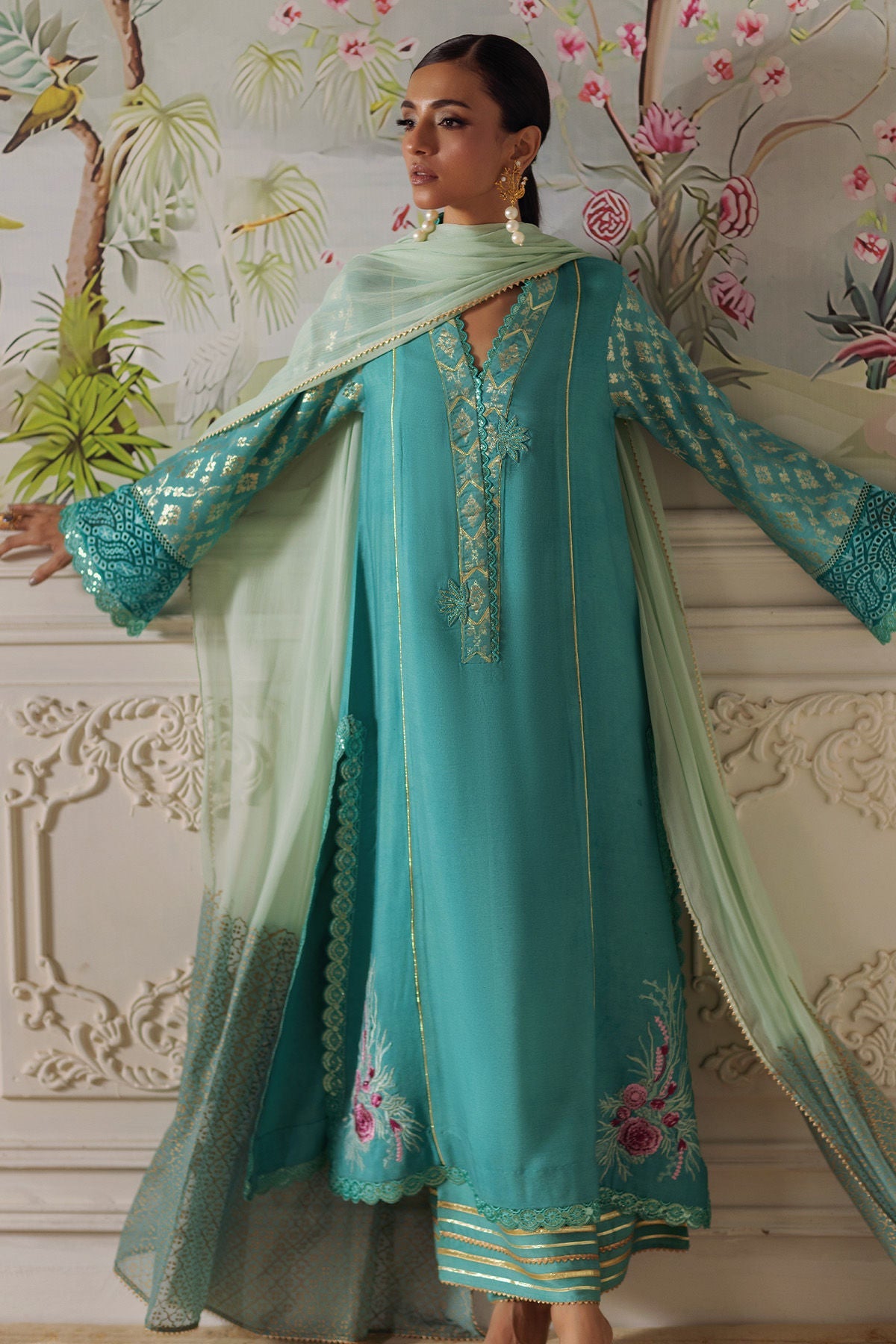 Annus Abrar | Elemental Festive | Reshaal (Shirt, Pants and Dupatta) - Ladies Clothes - Maria Faisal