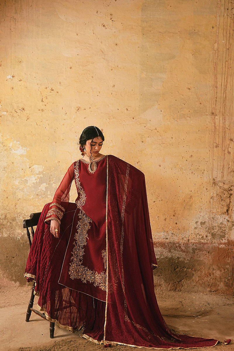 MNR | Farid Manzil Luxury Pret 26 | Surkh-e-Bahar - Formal Dress - available at Maria Faisal in UK and USA.