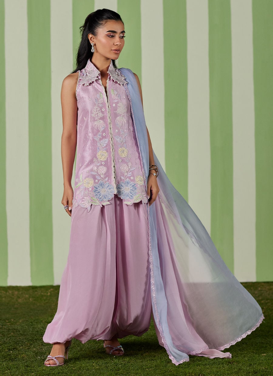 Farah Talib Aziz | Luna Eid 26 | Deeba Jacket with Dupatta - Luxury Dress - available at Maria Faisal in UK and USA.