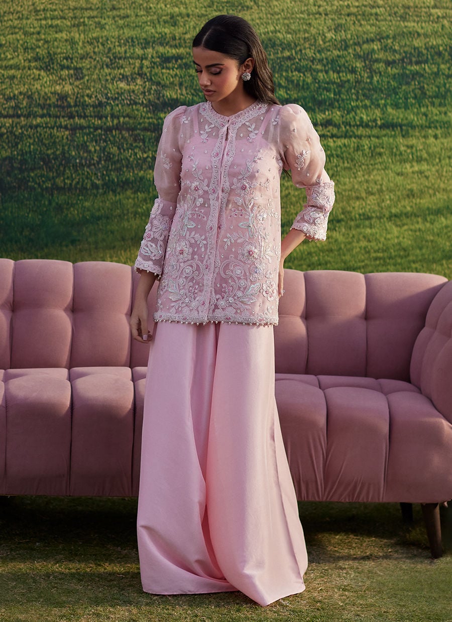 Farah Talib Aziz | Luna Eid 26 | Mairi Jacket - Luxury Dress - available at Maria Faisal in UK and USA.