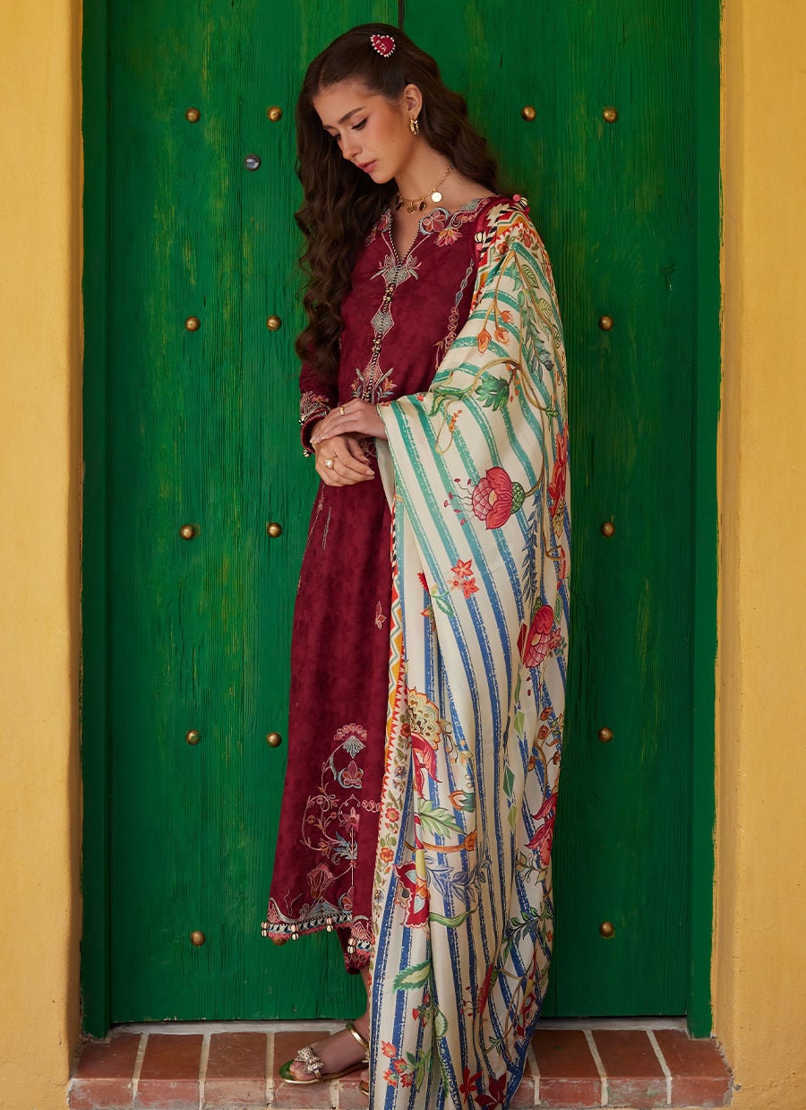 Farah Talib Aziz | Luxury Lawn 26 | Sofia Scarlet - Luxury Dress - available at Maria Faisal in UK and USA.