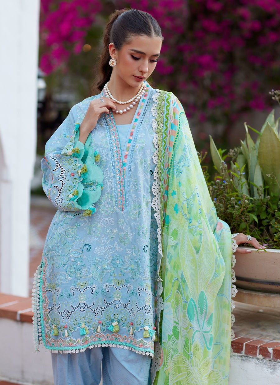 Farah Talib Aziz | Luxury Lawn 26 | Sienna Sky Blue - Luxury Dress - available at Maria Faisal in UK and USA.