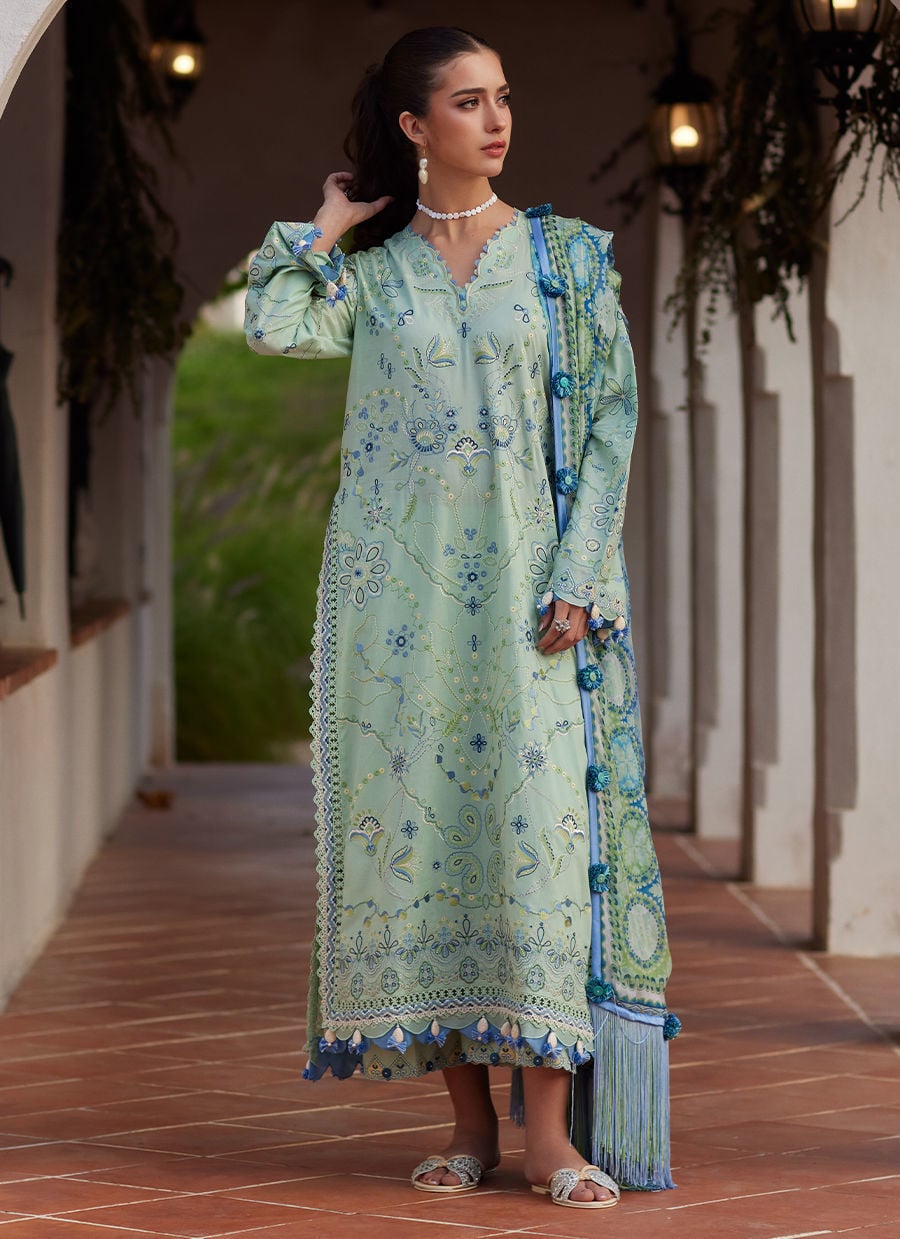 Farah Talib Aziz | Luxury Lawn 26 | Marcia Mint - Luxury Dress - available at Maria Faisal in UK and USA.