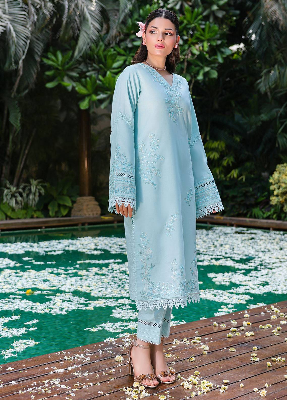 Sahane | Lovent Embroidered Pret 25 | ME23004 Celeste by Maria Faisal - Registered Vendor of : Sahane - type : Ladies Clothes - 100% original wedding dresses