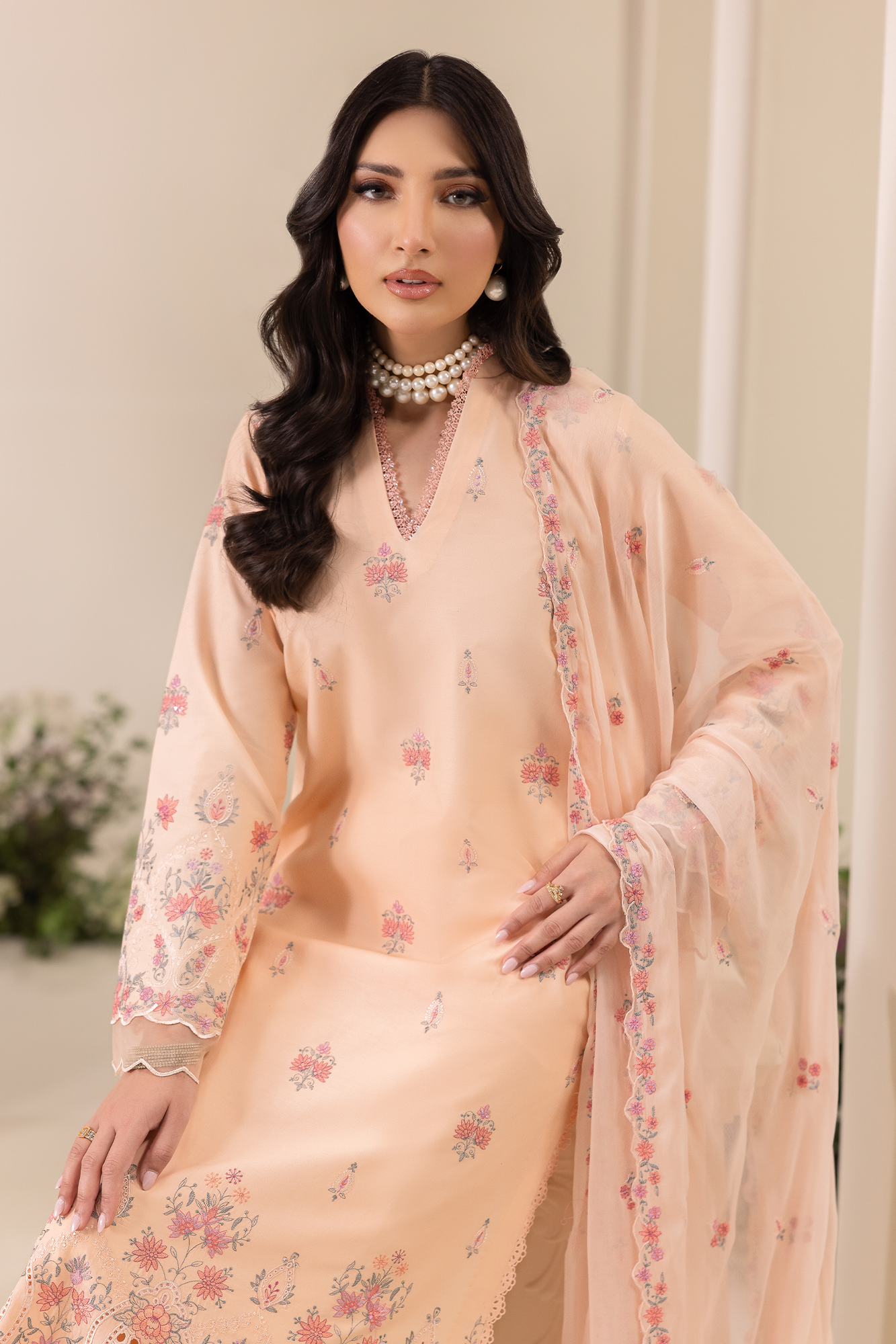 Rajbari | Premium Edition | Embroidered Chiffon Dopatta 04 - Luxury Dress - available at Maria Faisal in UK and USA.