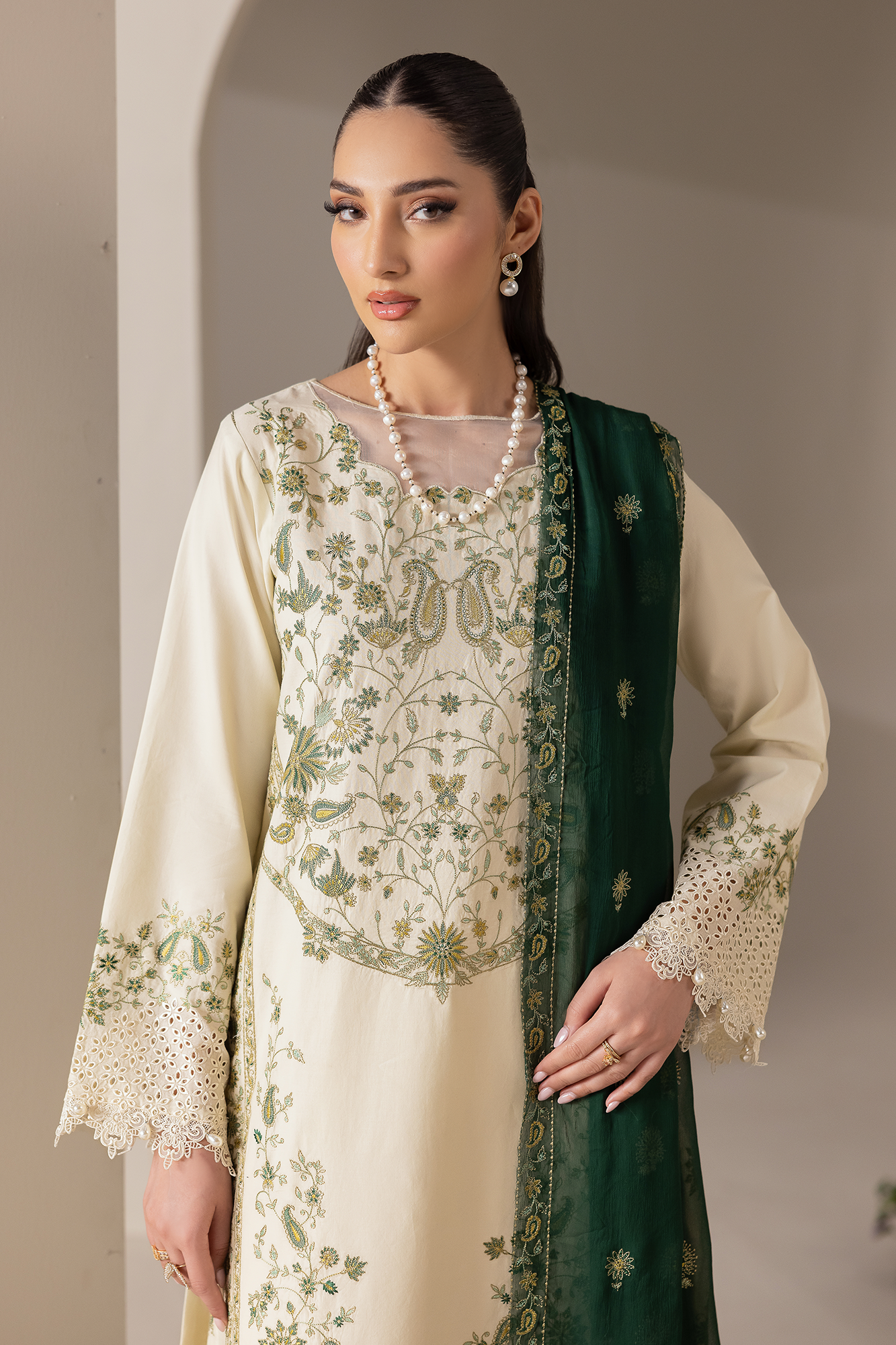 Rajbari | Premium Edition | Embroidered Chiffon Dopatta 05 - Luxury Dress - available at Maria Faisal in UK and USA.