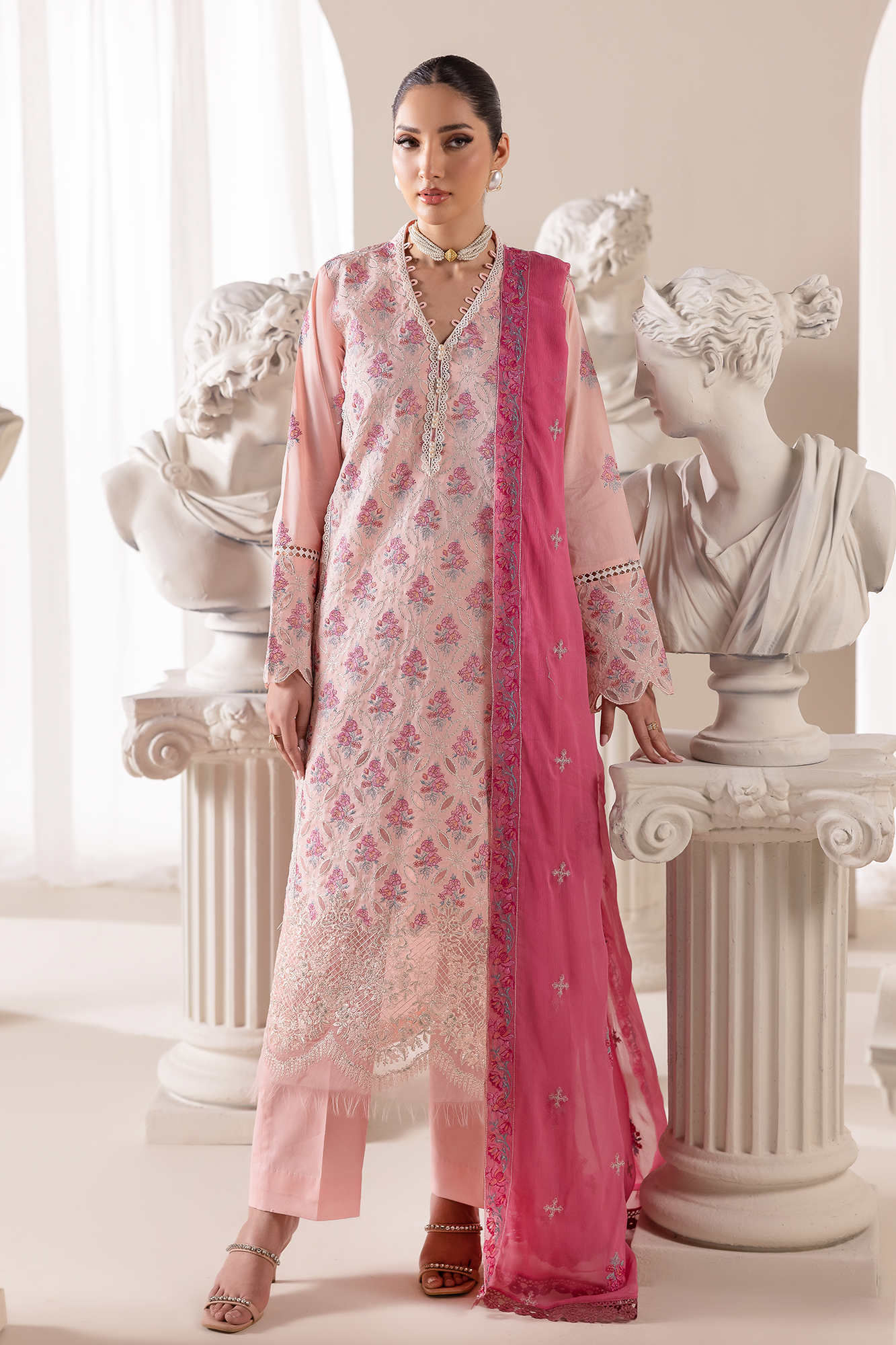 Rajbari | Premium Edition |Embroidered Chiffon Dopatta 02 - Luxury Dress - available at Maria Faisal in UK and USA.