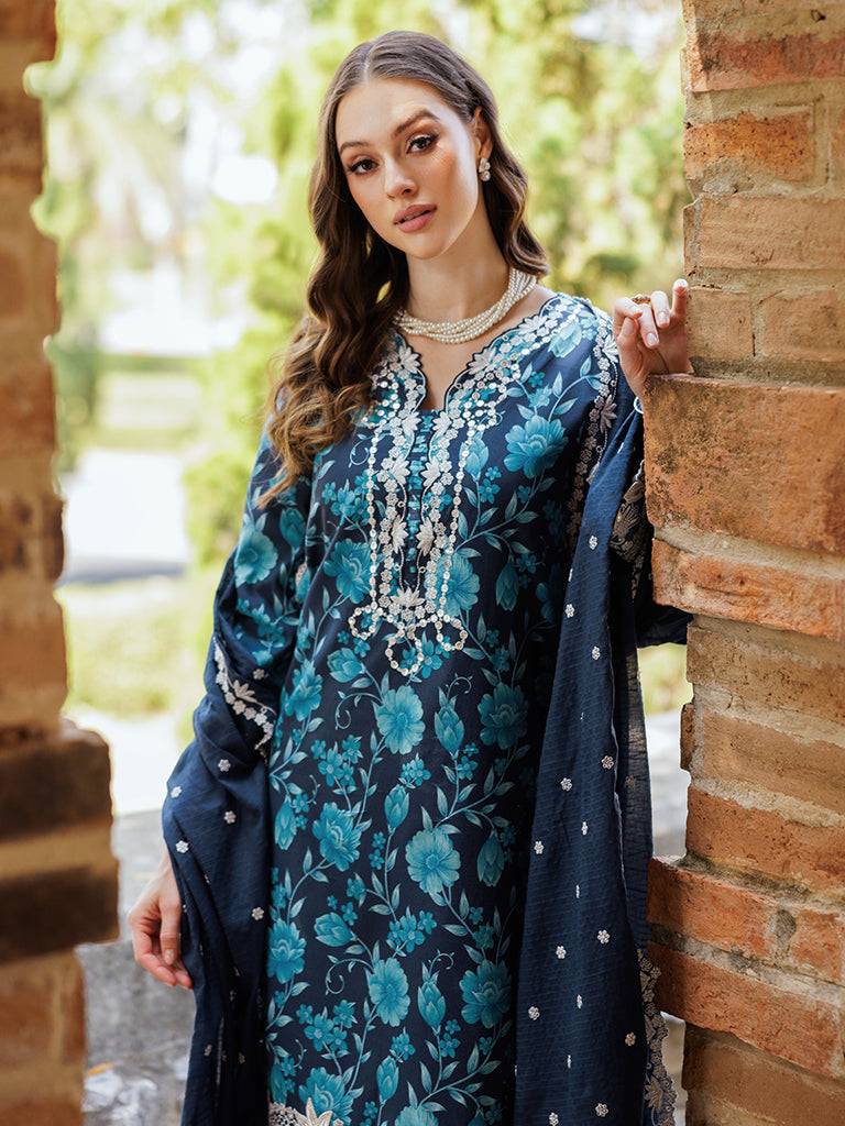 Rajbari | Floral Symphony Lawn 25 | RB-12 by Maria Faisal - Registered Vendor of : Rajbari - type : Ladies Clothes - 100% original wedding dresses