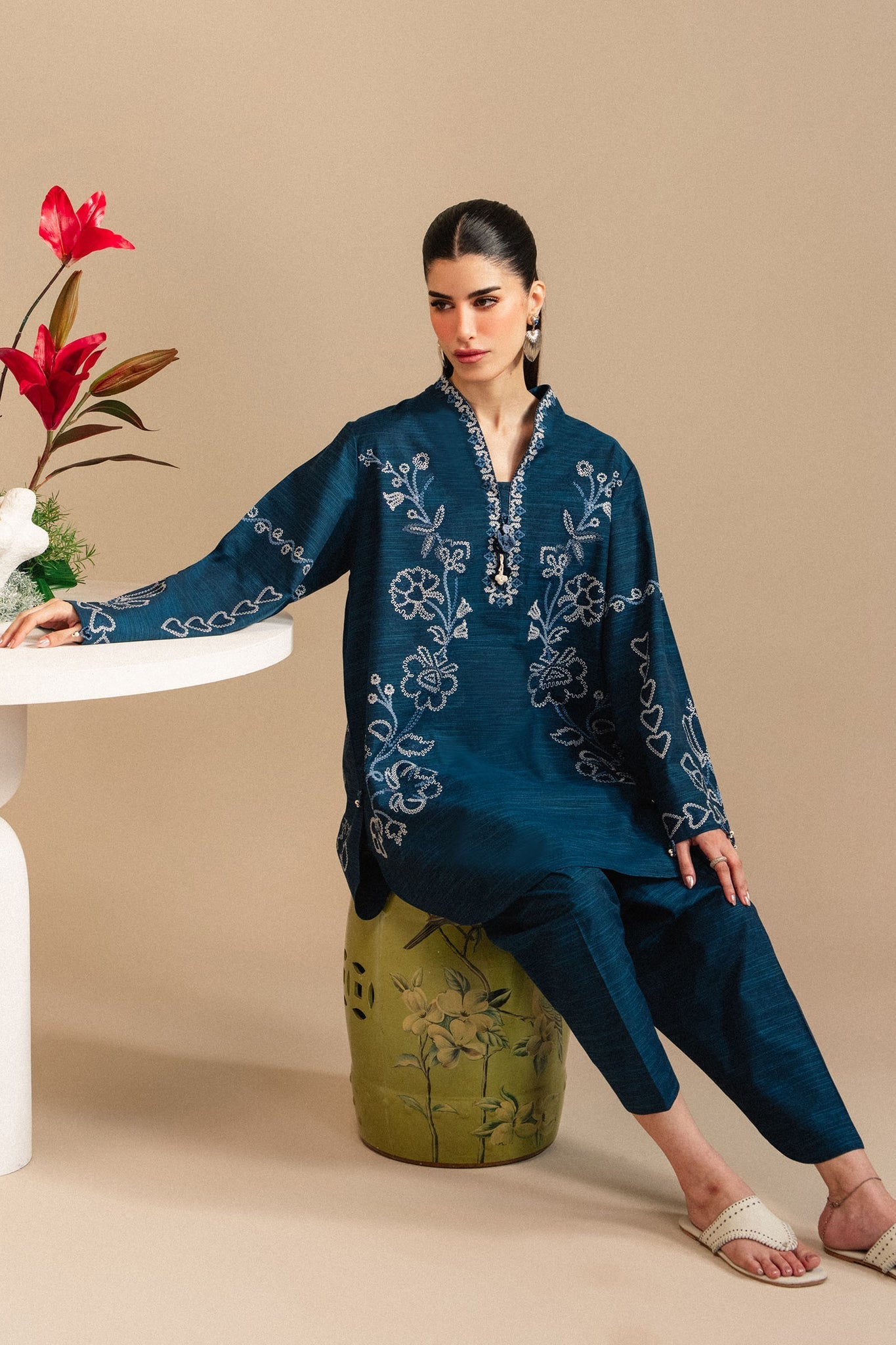 Elan | Winter Basics 25 | NEER (ERW-21571) - Casual Dress - available at Maria Faisal in UK and USA.