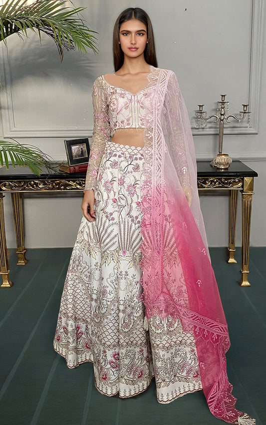 Threads and Motifs | Formal Dresses 25 | Embroidered Blouse With Printed Lehenga And Dupatta - Ladies Clothes - Maria Faisal