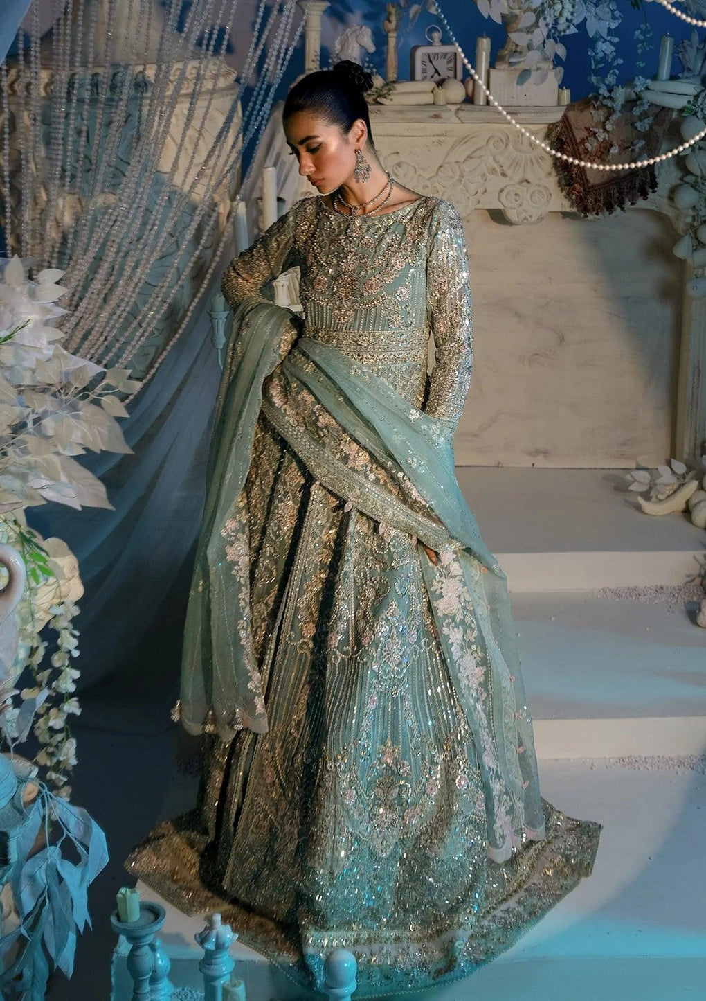 Elaf Premium | Evara Formals 24 | EFE-02 ELSA - Designer Dress with Intricate embroidery and embellishments. Shop elegent wedding dress at Maria Faisal.
