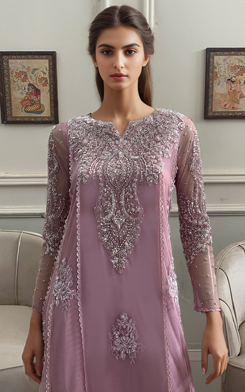 Threads and Motifs | Formal Dresses 25 | NET EMBROIDERD SHIRT WITH TROUSER - Ladies Clothes - Maria Faisal