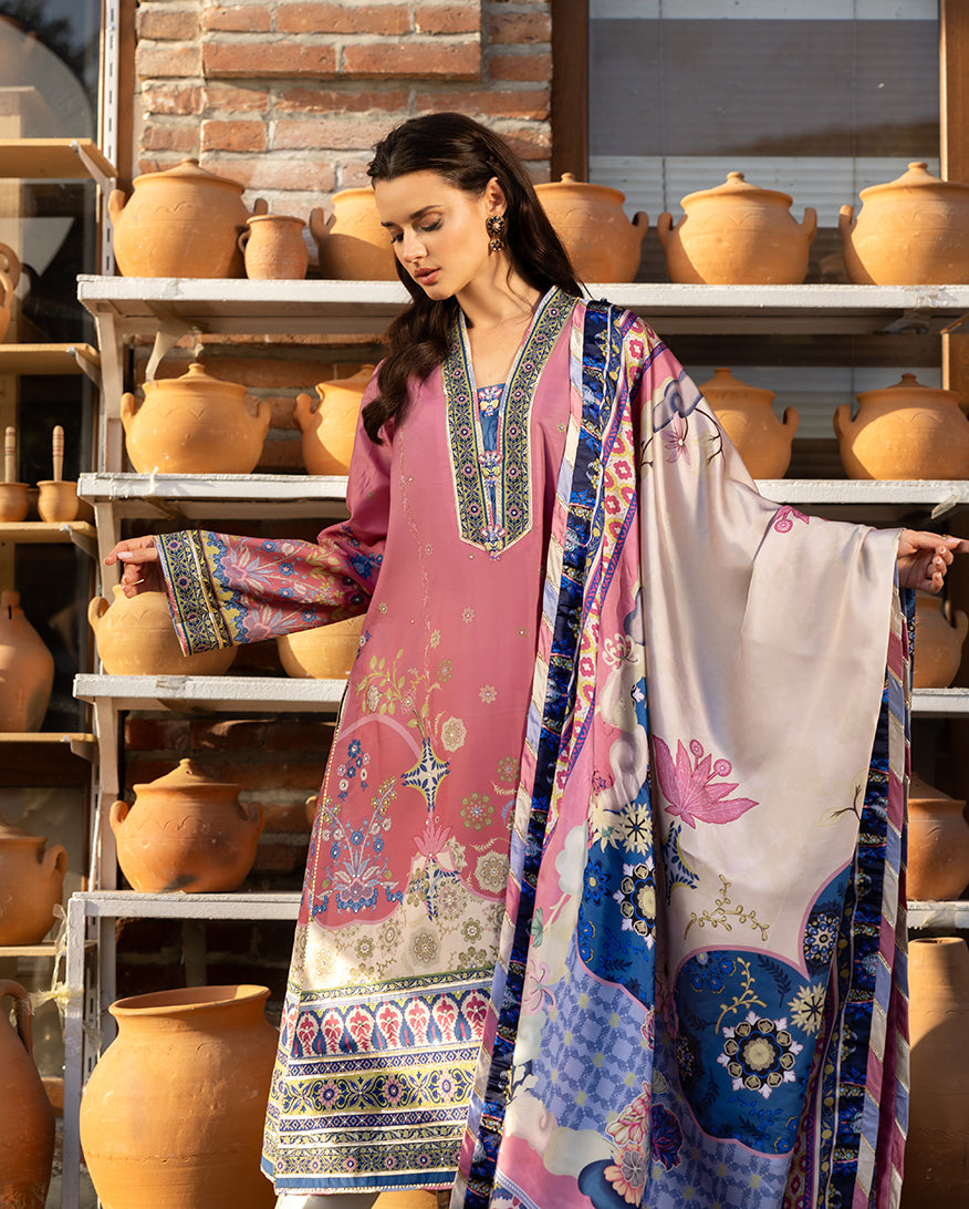 Mushq | Nirvana Printed Silk | Meridian Bloom - Ladies Clothes - Maria Faisal