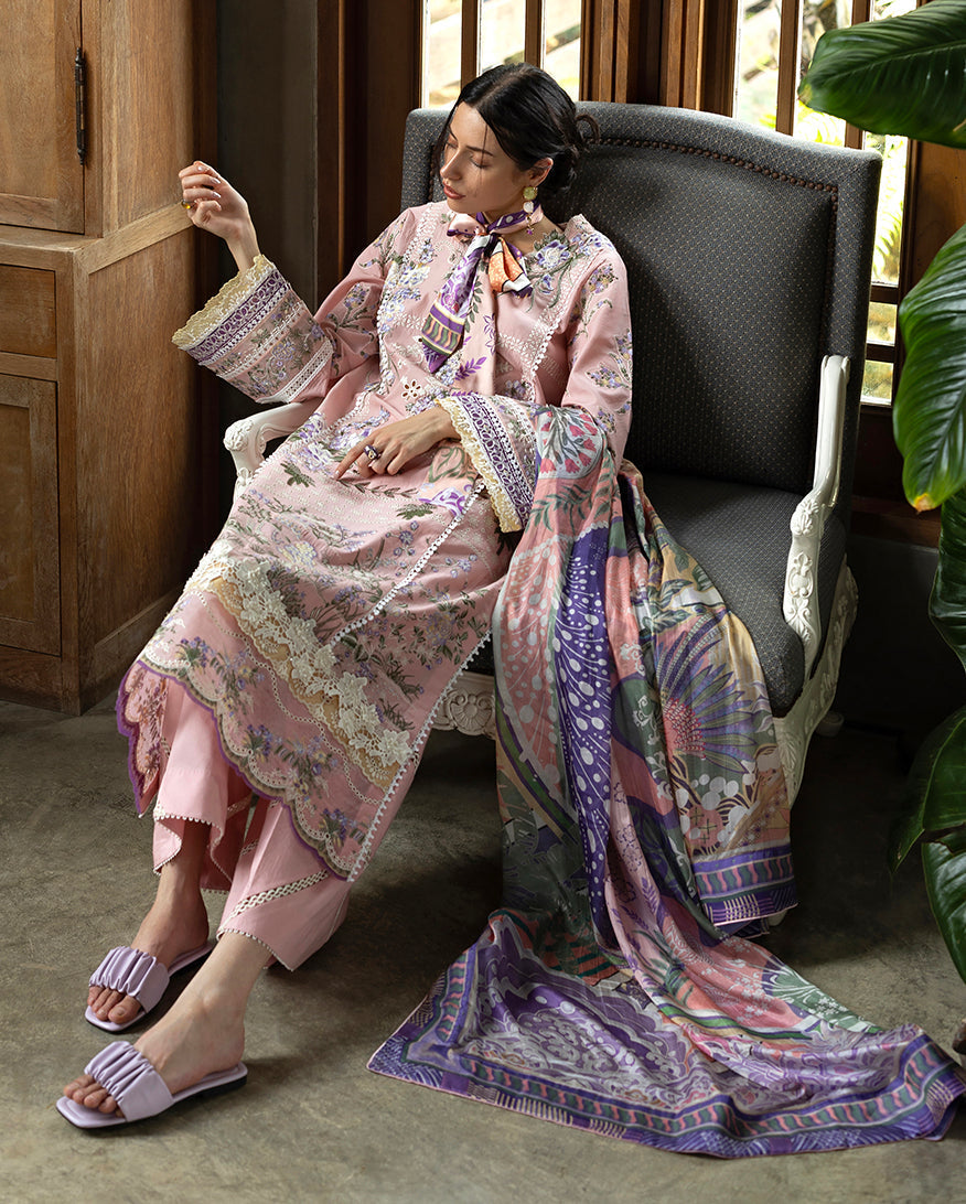 Esmel | Mon Tresor Luxe Lawn 26 | Rosy - Luxury Dress - available at Maria Faisal in UK and USA.
