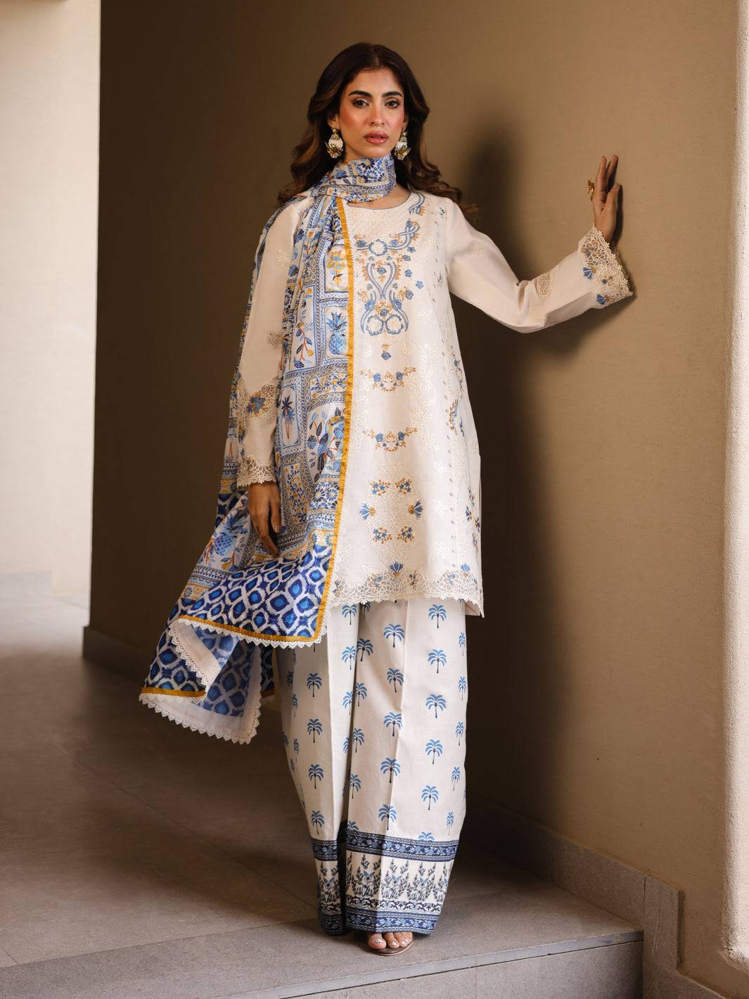 Faiza Faisal | Marine Luxury Lawn 25 | MIRHA by Maria Faisal - Registered Vendor of : Faiza Faisal - type : Ladies Clothes - 100% original wedding dresses