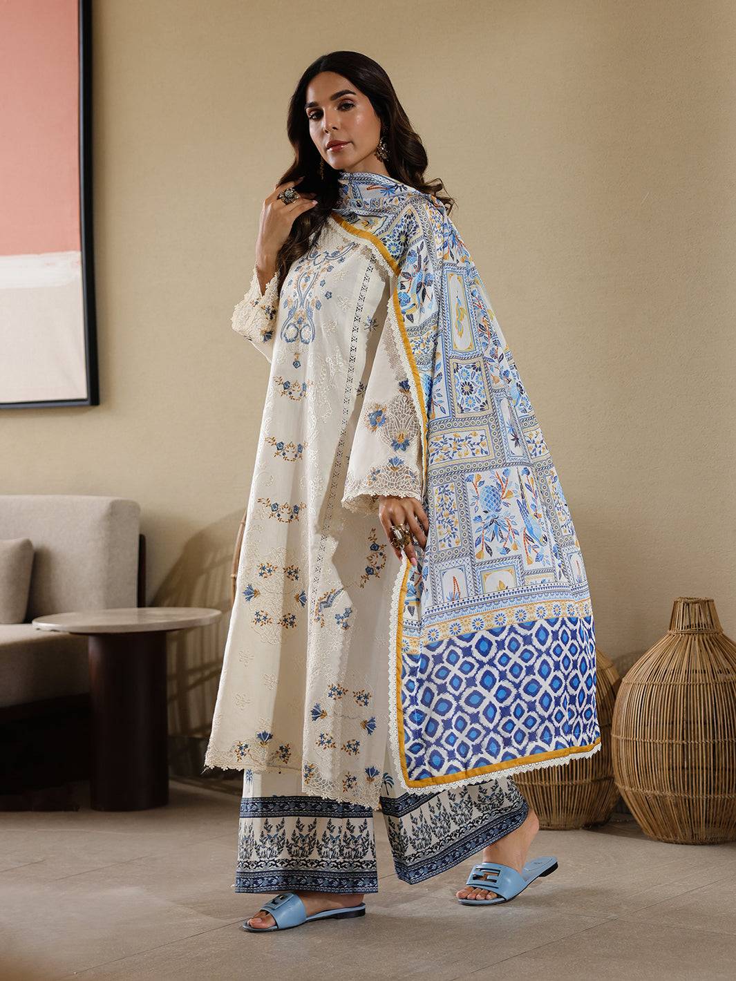 Faiza Faisal | Marine Luxury Lawn 25 | MIRHA by Maria Faisal - Registered Vendor of : Faiza Faisal - type : Ladies Clothes - 100% original wedding dresses