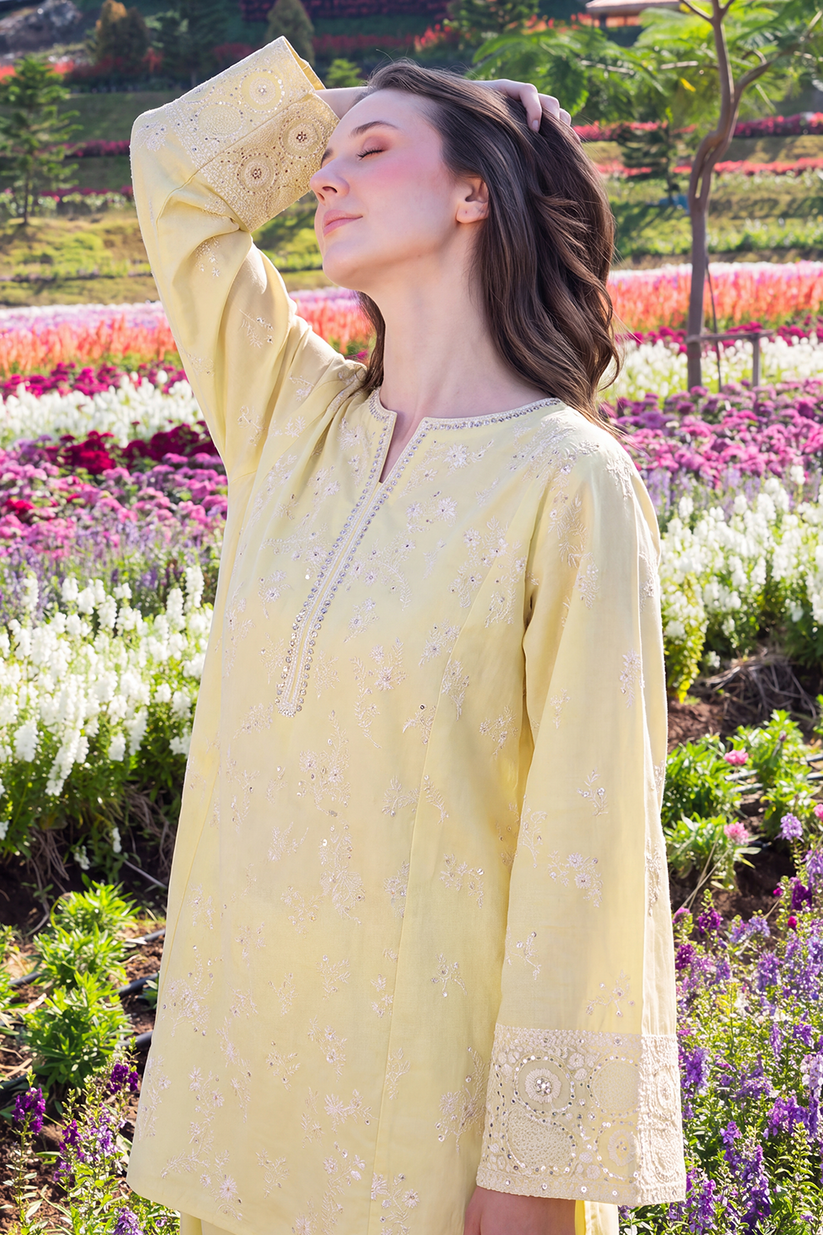 Saad Shaikh | Ease Fall Edit 26 | Muslin - Casual Dress - available at Maria Faisal in UK and USA.