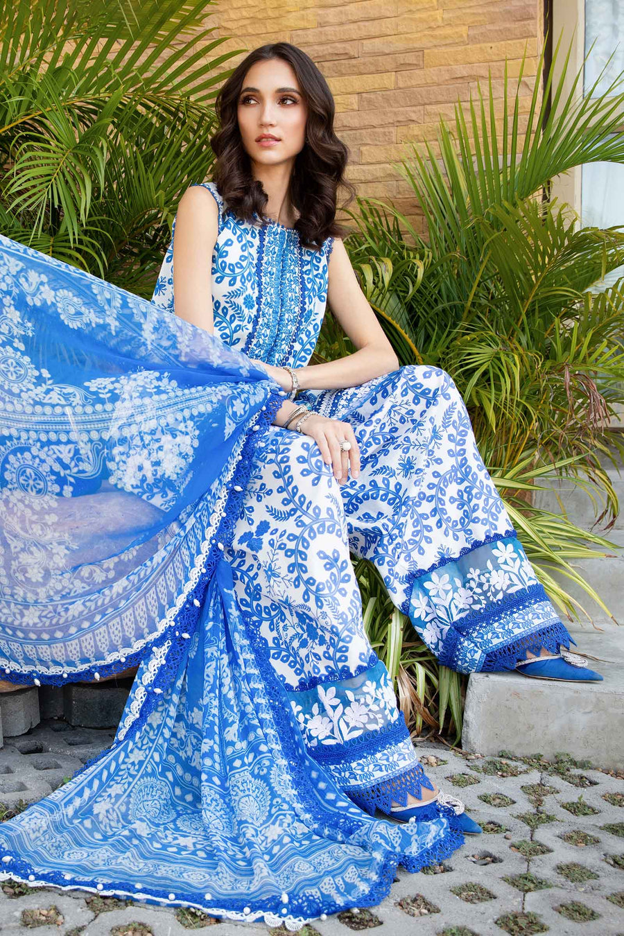 Maria B | M Prints | MPT-2504-B - Luxury Dress - available at Maria Faisal in UK and USA.