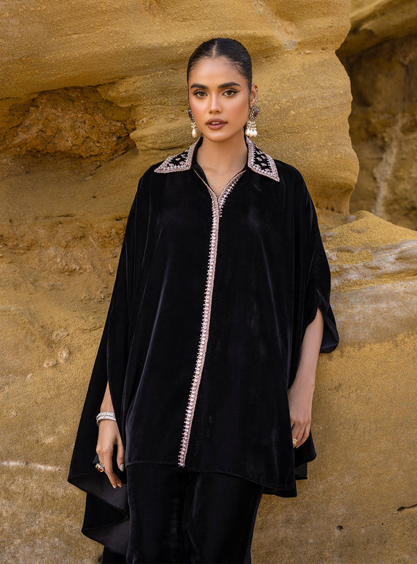 Zainab Chottani | The Kaftan Edit | Black Plum - Formal Dress - available at Maria Faisal in UK and USA.