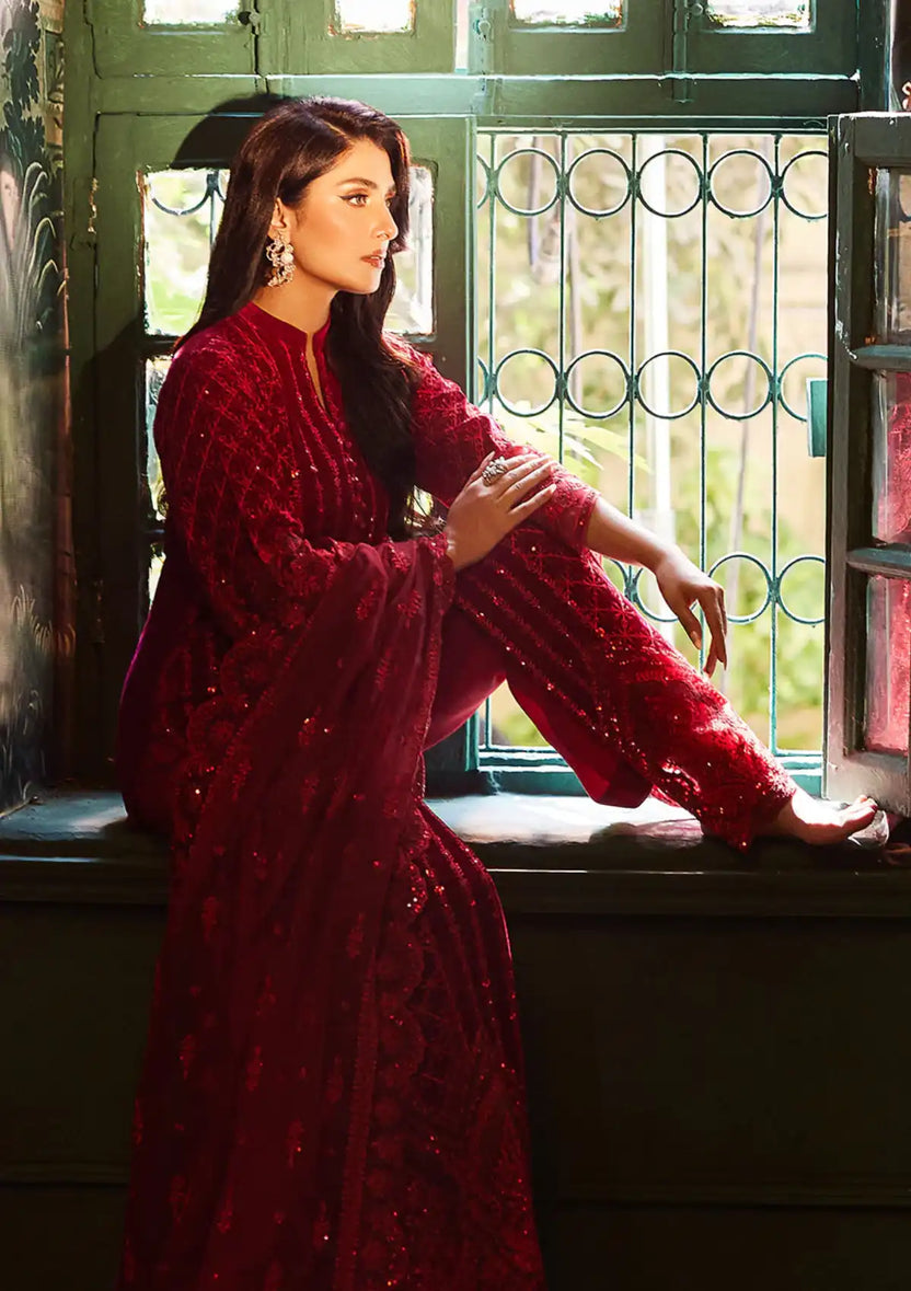Zainab Chottani | Embroidered Velvet | SURKH D-05 - Ladies Clothes - Maria Faisal