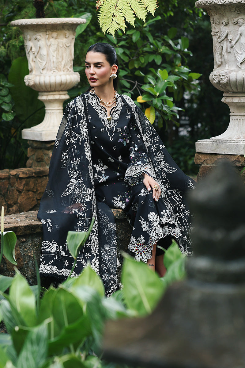 Qalamkar | Q Line Lawn Drop | RP-07 OBSIDIAN - Luxury Dress - available at Maria Faisal in UK and USA.
