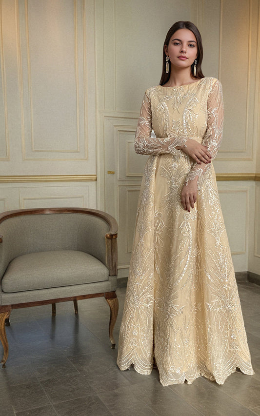 Threads and Motifs | Formal Dresses 25 | Net Embroidered Maxi - Ladies Clothes - Maria Faisal