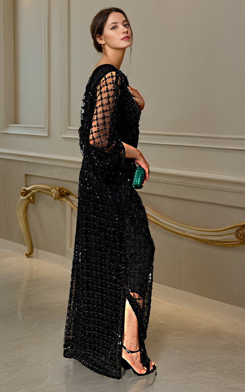 Threads and Motifs | Formal Dresses 25 | Net Embroidered Kaftan - Ladies Clothes - Maria Faisal